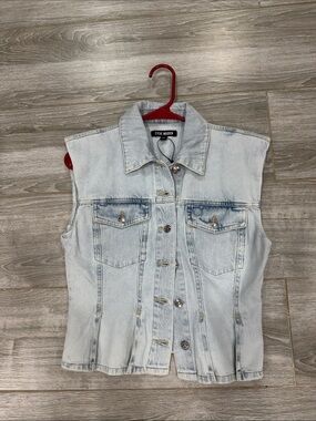 Steve Madden Light Blue Washed Denim Vest S